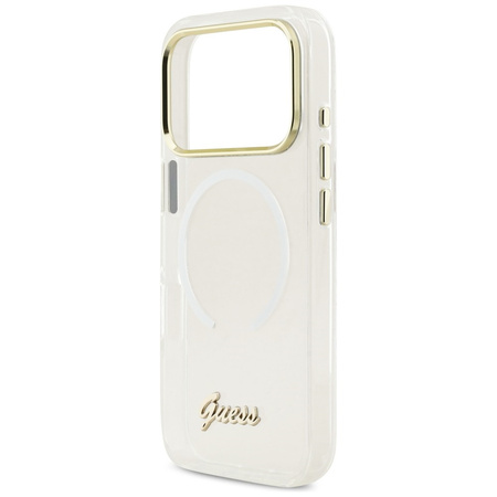 Etui Guess IML Gradient Script Metal     MagSafe do iPhone 17 Pro Max biały