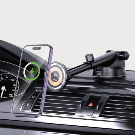 Uchwyt samochodowy Dudao F12MAX+ z ładowarką bezprzewodową 15W kompatybilny z Magsafe - czarny
