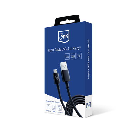 3MK KABEL USB A DO MICRO 1.2M 5V 2.4A DO SMARTFONÓW ŁADOWANIE WYSOKA JAKOŚĆ