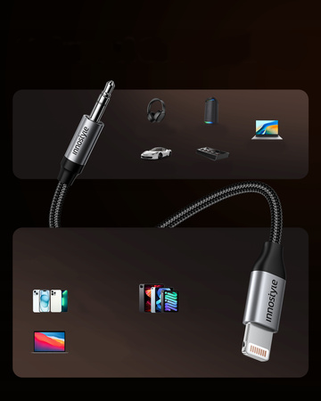 INNOSTYLE KABEL AUX DO IPHONE PRZEJŚCIÓWKA ADAPTER LIGHTNING MINI JACK 1M