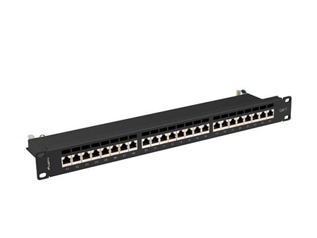 Patch panel Lanberg 24 port 1U kat.7 ekranowany czarny