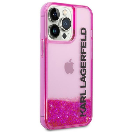 Etui Karl Lagerfeld KLHCP14LLCKVF na iPhone 14 Pro - różowe Liquid Glitter Elong