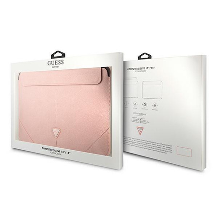 Guess Sleeve GUCS14PSATLP 13/14" różowy /pink Saffiano Triangle Logo