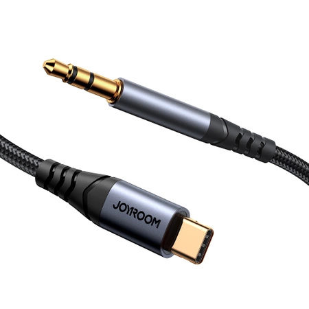 Joyroom kabel audio stereo AUX 3,5 mm mini jack - USB-C do telefonu 1,2m czarny (SY-A07)