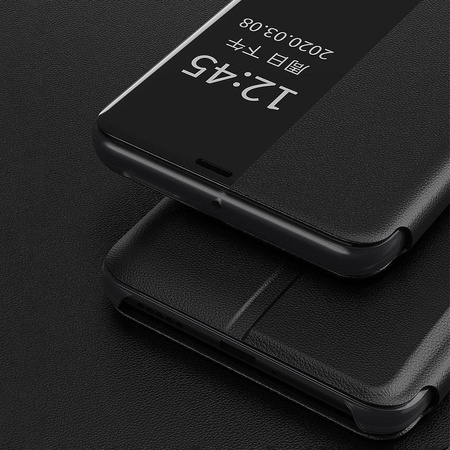 Eco Leather View Case elegancki futerał etui z klapką i funkcją podstawki Huawei P40 Lite E czarny
