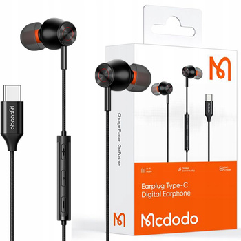 MCDODO SŁUCHAWKI PRZEWODOWE DO TELEFONU Z MIKROFONEM DOKANAŁOWE Z DAC USB-C