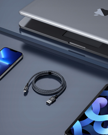 INNOSTYLE POWERFLEX KABEL USB LIGHTNING MFI SZYBKIEGO ŁADOWANIA DO IPHONE KEVLAR 2M CZARNY