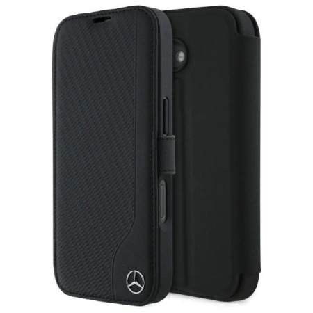 MERCEDES POKROWIEC DO IPHONE 16 6,1 BOOKCASE Z OCHRONĄ SKÓRZANY I DREWNIANY