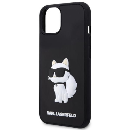 Etui Karl Lagerfeld KLHCP14M3DRKHNK na iPhone 14 Plus 6.7" - czarne Rubber Choupette 3D