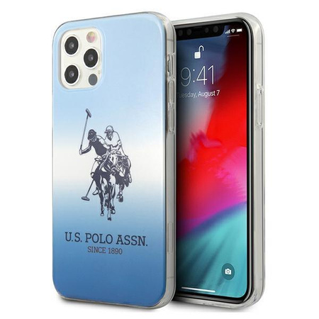 Etui U.S. Polo Assn. Gradient Collection na iPhone 12 / iPhone 12 Pro - niebieskie