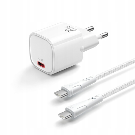 MCDODO SZYBKA ŁADOWARKA SIECIOWA ZASILACZ DO IPHONA TYP C USB-C 20W KABEL