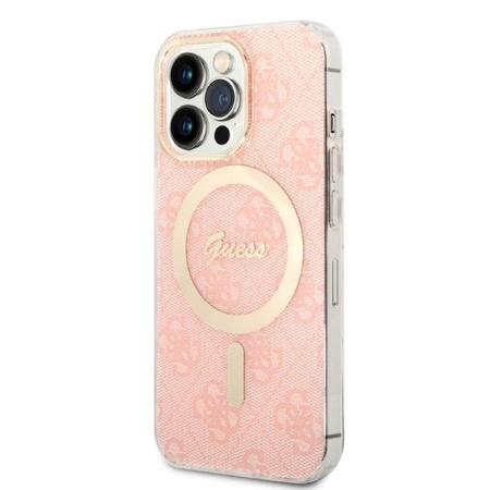 Guess zestaw ładowarka MagSafe + etui do iPhone 13 Pro Max 6,7" różowe 4G Print (GUBPP13XH4EACSP)