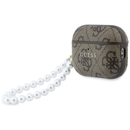 Etui Guess 4G Pearl Strap do AirPods Pro 3 brązowy