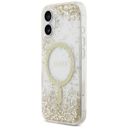 GUESS ETUI RESIN BOTTOM GLITTER MAGSAFE DO IPHONE 17 Z BŁYSZCZĄCĄ POWŁOKĄ