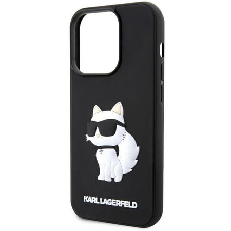 Etui Karl Lagerfeld KLHCP14L3DRKHNK na iPhone 14 Pro - czarne Rubber Choupette 3D