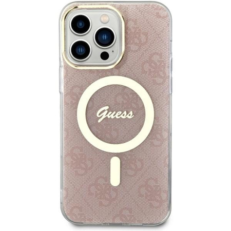 Etui Guess GUHMP14XH4STP na iPhone 14 Pro Max 6.7" - różowe 4G MagSafe