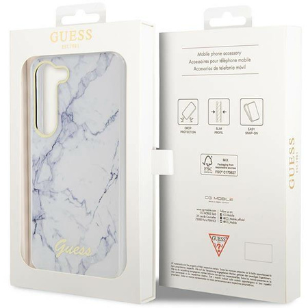 Etui Guess GUHCS23SPCUMAH S23 S911 - białe Marble