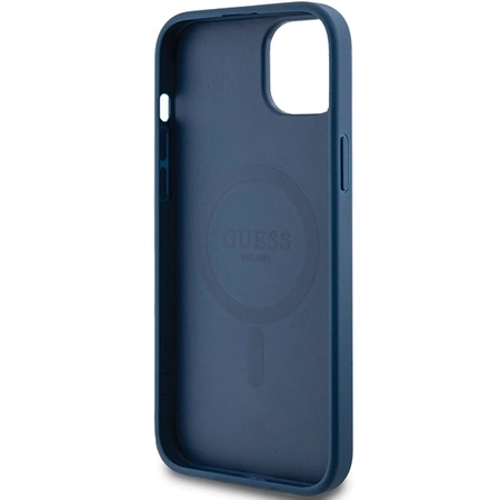 Etui Guess 4G Collection Leather Metal Logo MagSafe na iPhone 15 / 14 / 13 - niebieskie