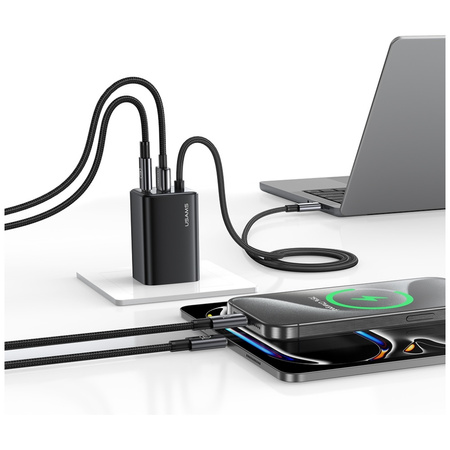 USAMS ŁADOWARKA SIECIOWA 65W DO IPHONE 12 13 14 15 2xUSB-C SZYBKA ŁADOWANIE