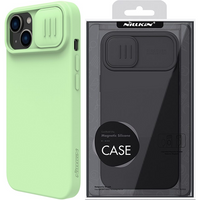 Nillkin CamShield Magnetic Silicone Case etui iPhone 14 Plus magnetyczny MagSafe pokrowiec z osłoną na aparat zielony