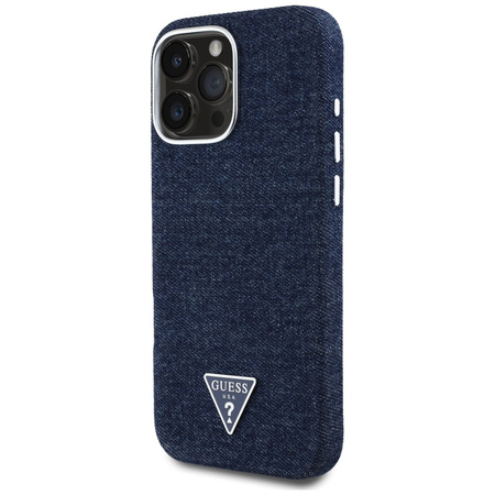 GUESS ETUI TPU DO IPHONE 16 PRO DO MAGSAFE DENIM TRIANGLE LOGO WYTRZYMAŁE