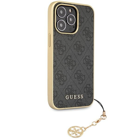 Etui Guess GUHCP14LGF4GGR na iPhone 14 Pro - szare hardcase 4G Charms Collection