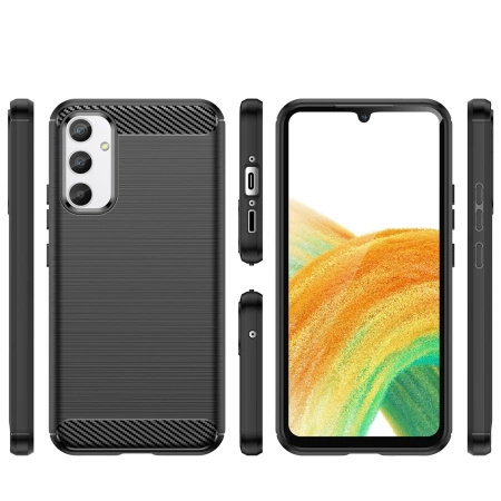 Carbon Case etui do Realme 10 Pro elastyczny silikonowy karbonowy pokrowiec czarne