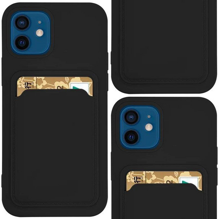 Card Case silikonowe etui portfel z kieszonką na kartę dokumenty do Xiaomi Redmi Note 10 / Redmi Note 10S czarny