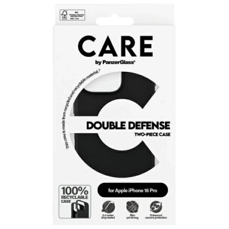 Etui CARE by PanzerGlass Feature Double Defense Case na iPhone 16 Pro - czarne