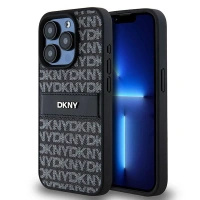DKNY POKROWIEC HARDCASE DO IPHONE 15 PRO 6.1 LEATHER MONO STRIPE METAL LOGO