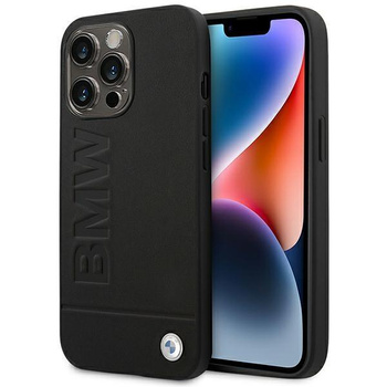 Etui BMW BMHCP14LSLLBK na iPhone 14 Pro - czarne Leather Stamp