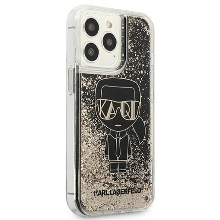 Etui Karl Lagerfeld KLHCP13LLGGKBK na iPhone 13 Pro/ 13 - czarne Liquid Glitter Gatsby