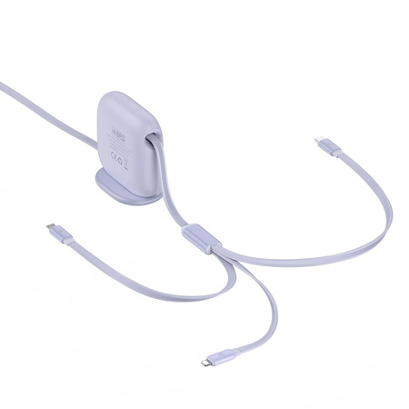 Baseus Traction Series zwijany kabel 3 w 1 USB Typ C - micro USB / USB Typ C / Lightning Power Delivery 100W 1,7m fioletowy (CAQY000005)