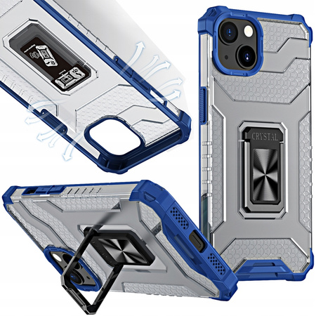 Crystal Ring Case pancerne hybrydowe etui pokrowiec + magnetyczny uchwyt iPhone 12 niebieski