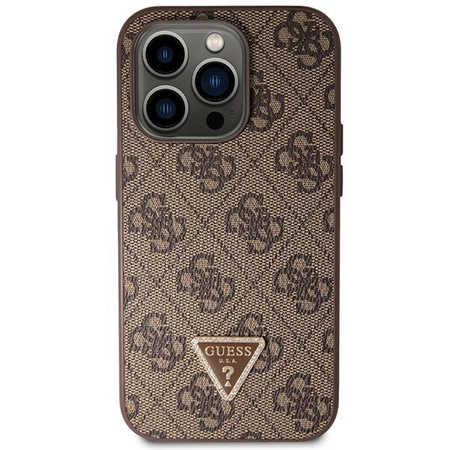 Etui Guess GUHCP14LP4TDSCPW na iPhone 14 Pro - brązowe Crossbody 4G Metal Logo