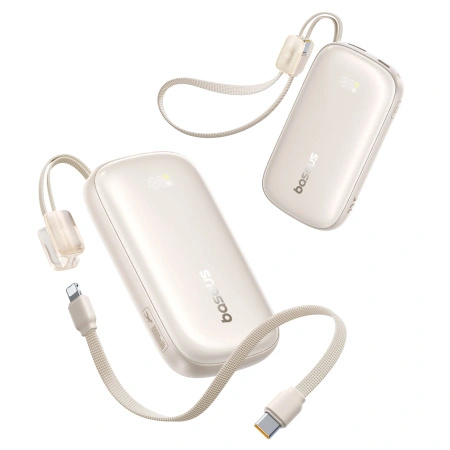 Powerbank Baseus EnerFill FC21 Qpow 3 Ultra 10000mAh 22,5W z dołączonym kablem-smyczą - beżowy