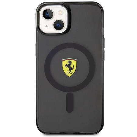 Etui Ferrari FEHMP14MURKK na iPhone 14 Plus - czarne Translucent Magsafe