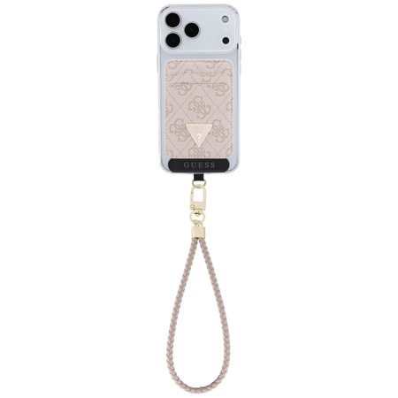 Zestaw portfel + hand strap Guess        triangle MagSafe różowy