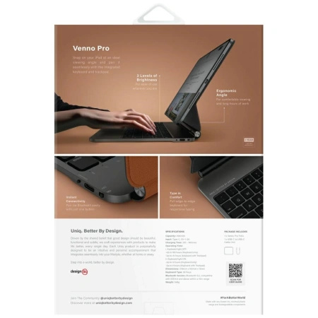 Etuiz klawiaturą UNIQ Venno Pro Magnetic Smart do iPad 11" 2025 / iPad Air 11" 2024 / 2025 / iPad Pro 11" 2018 / 2020 / 2021 / 2022 / 2024 - brązowe