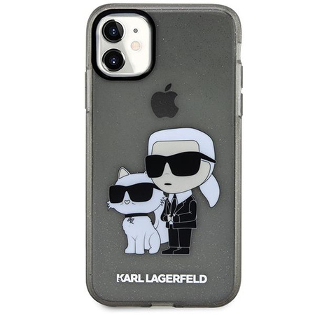 Etui Karl Lagerfeld KLHCN61HNKCTGK na iPhone 11 / Xr - czarne Gliter Karl&Choupette