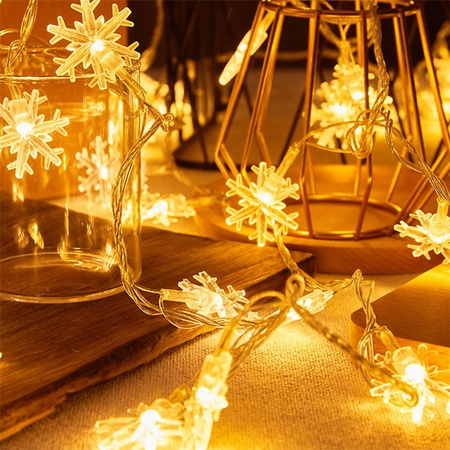 BELINE LAMPKI LED SNOWFLAKE CIEPŁE BIAŁE 3M 20 LAMPEK ZASILANE BATERIA 3XAA
