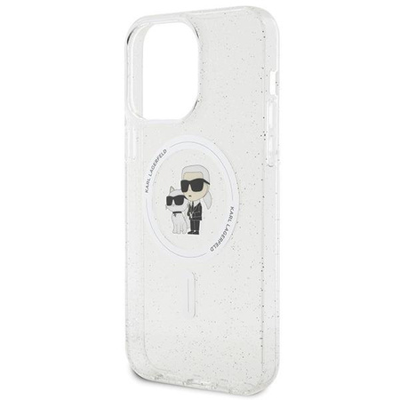 Etui Karl Lagerfeld Karl&Choupette Glitter MagSafe na iPhone 15 Pro Max - przezroczyste