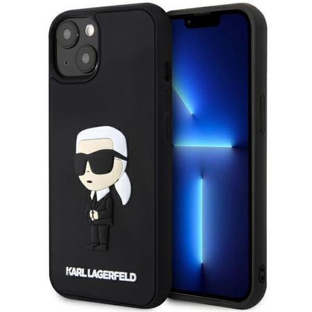 Etui Karl Lagerfeld KLHCP14M3DRKINK na iPhone 14 Plus 6.7" - czarne Rubber Ikonik 3D