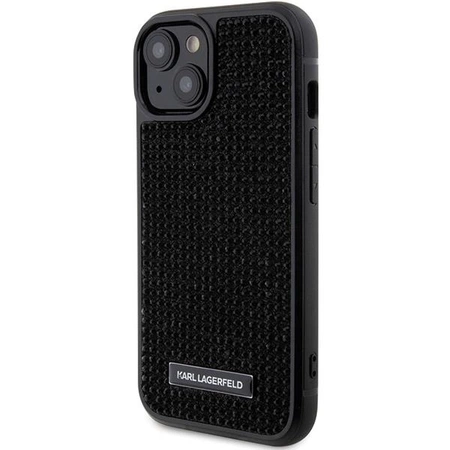 Etui Karl Lagerfeld Rhinestone Logo Metal Plate do iPhone 15 - czarne