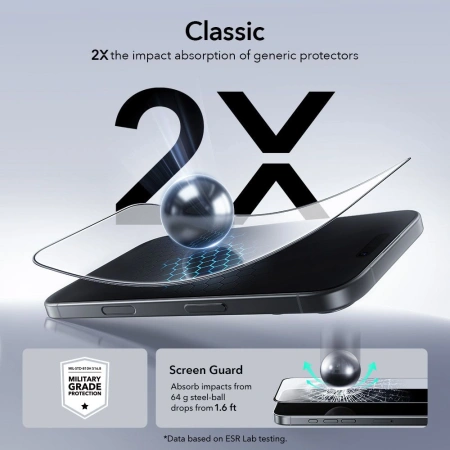 ESR SZKŁO HARTOWANE DO IPHONE 16 PRO 17 2 SZTUKI NAWIERZCHNIA