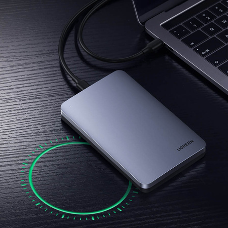 Ugreen kieszeń obudowa na dysk twardy 2,5'' SATA 3.0 6Gbps szary + kabel USB - USB Typ C 0,5m (CM300)