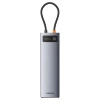 HUB 11w1 Baseus Metal Gleam Series USB-C do USB-C PD / 3x USB-A 3.0 / USB-A 2.0 / HDMI / VGA / AUX / RJ-45 / SD TF - szary