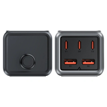 Ładowarka biurkowa Acefast Z2 GaN 75W PD 3x USB-C 2x USB-A - czarno-szara
