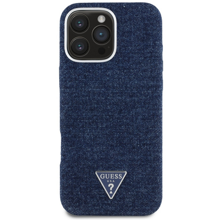 GUESS ETUI TPU DO IPHONE 16 PRO DO MAGSAFE DENIM TRIANGLE LOGO WYTRZYMAŁE