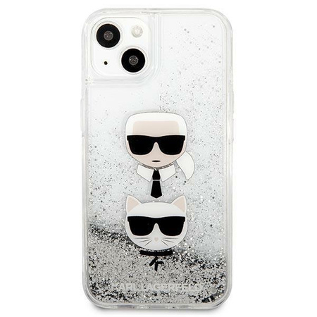 Karl Lagerfeld KLHCP13SKICGLS iPhone 13 mini 5,4" srebrny/silver hardcase Liquid Glitter Karl&Choupette Head